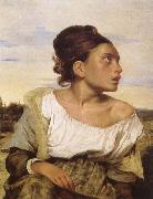 Eugene Delacroix Foraldralos girl pa kyrkogarden Germany oil painting artist